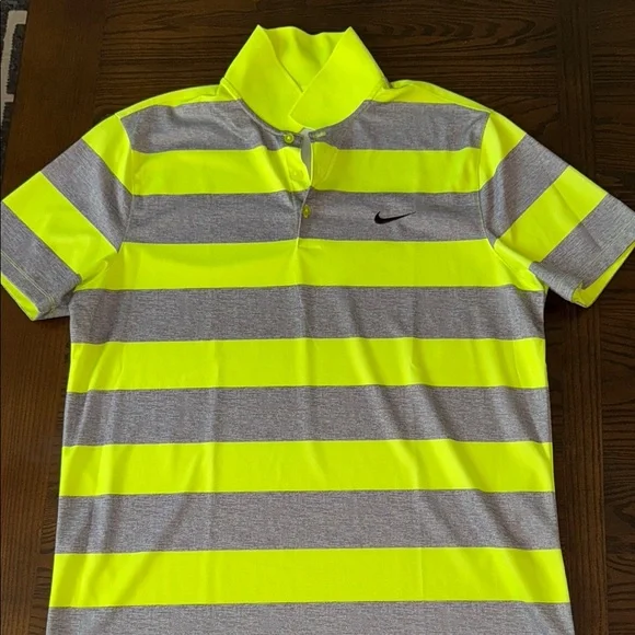 Like New Nike Neon Yellow and Gray Golf Polo Shirt - Picture 2 of 4